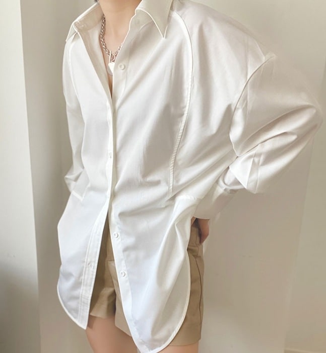 トップス シャツ ブラウス 袖あり 長袖 襟付き きれいめ シンプル カジュアル 大人 上品 おしゃれ 無地 カジュアル ロングシーズン ママ オフィス 学生 通勤 着回し レイヤード ホワイト 韓国