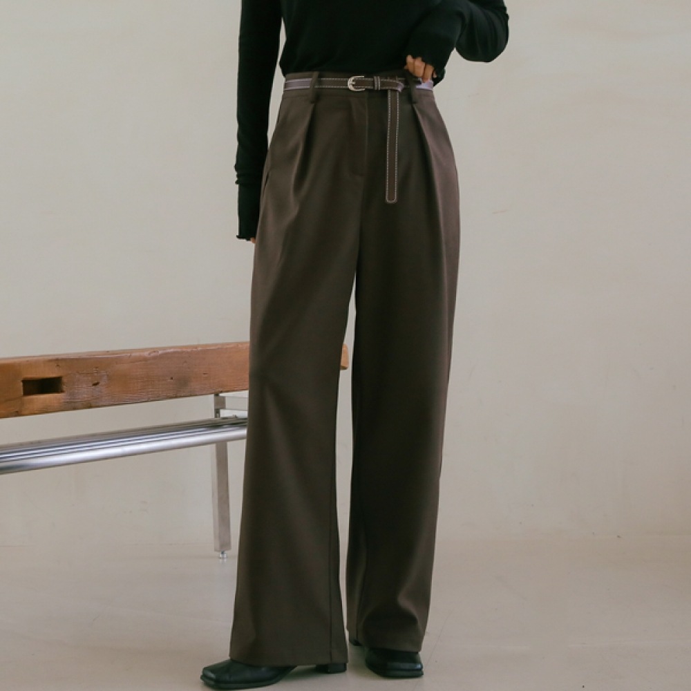 (JSTYLEのイーブレット) イーブレットボタンプレミアムベルトセットワイドスラックスJSTYLE