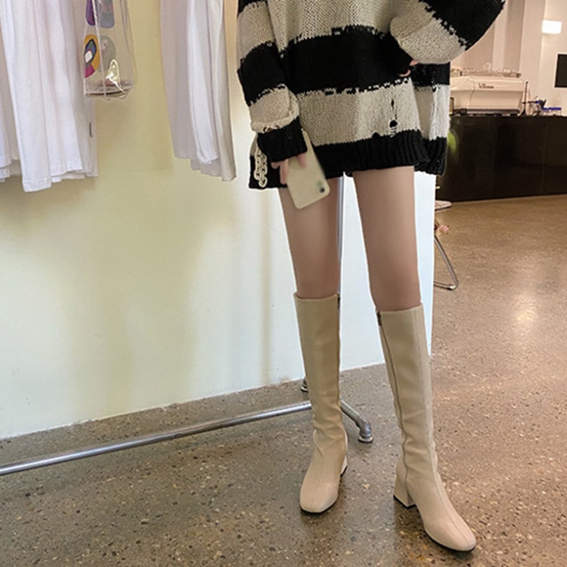 500円OFFクーポン ジョッキーブーツ レディース ロングブーツ ローヒール 5センチ サイドファスナー チャンキーヒール 歩きやすい 袴ブーツ ぺたんこ ペタンコ 大きいサイズ レディース靴 コス