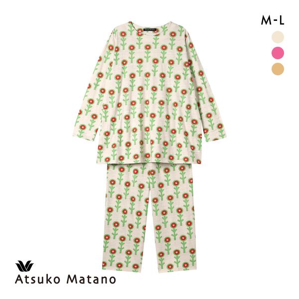 ワコール マタノアツコ 長袖パジャマ 上下セット 綿100％ つぼみ柄 ルームウェア Wacoal