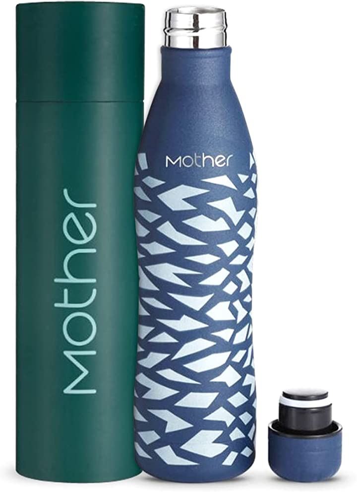 水筒 ステンレスボトル 保温 保冷 魔法瓶 木を植える支援 くびれ 500ml Earth monkey 青xグレー( 青xグレー, 500ml)