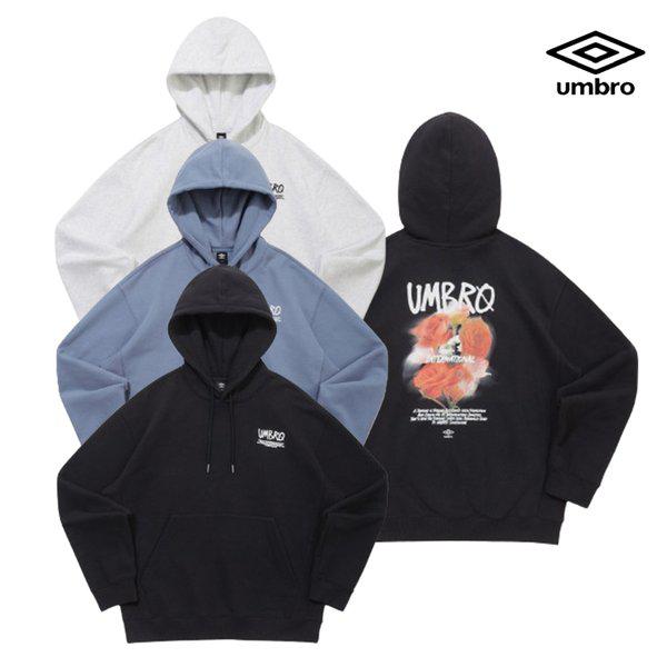 [] 25FW 店舗版 男女共用 Tシャツ 起毛 ローズ グラフィック フード付き Tシャツ UQ421CHDO3