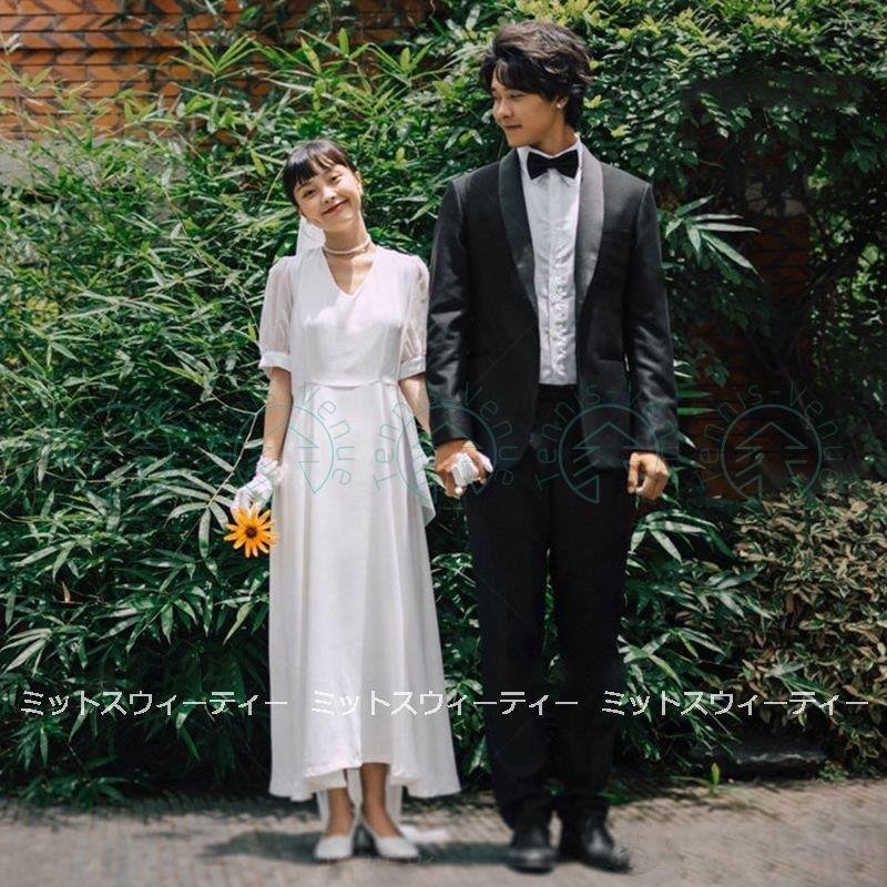 ウェディングドレス 白 aラインドレス 半袖 ウエディングドレス 二次会 花嫁 パーティードレス 披