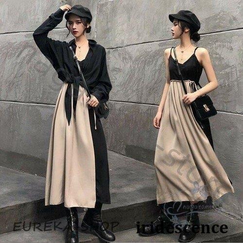 完売御礼セットアップ レディース ファッション 20代 30代 40代 50代 ブラウス 長袖 ワンピース 女性 夏 夏服 夏物 春 春物 春服装 バイカラー ミモレ丈 春夏