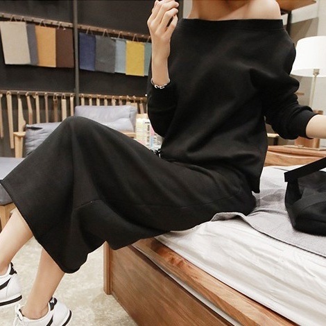 オフショルダースウェット&スカート レディース セットアップ おしゃれ ツーピース 長袖 ルーズ