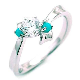 ( 12月誕生石 ) ターコイズ Pt ダイヤリング（婚約指輪エンゲージリング）楽ギフ_包装02P26Mar16