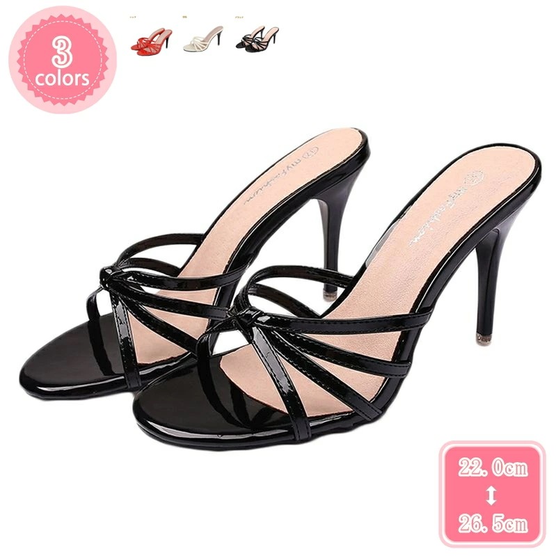 1000円OFFクーポン ミュール レディース ヒール 歩きやすい 大きいサイズ ブラック オフィス キャバ 9センチヒール ミュールサンダル エナメル ピンヒール ハイヒール スリッパパンプス つっ 11,539円
