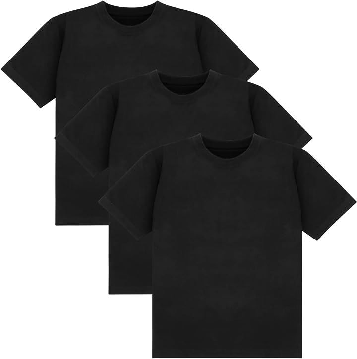 Tシャツ メンズ 半袖 綿100％ 無地(ブラック3枚組, 5L)