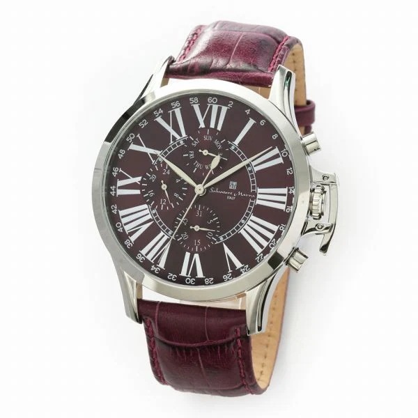 取寄品 正規品 Salvatore Marra 腕時計 SM23101-SSPL 日常生活防水 日付曜日表示 レザーベルト 防水 メンズ腕時計