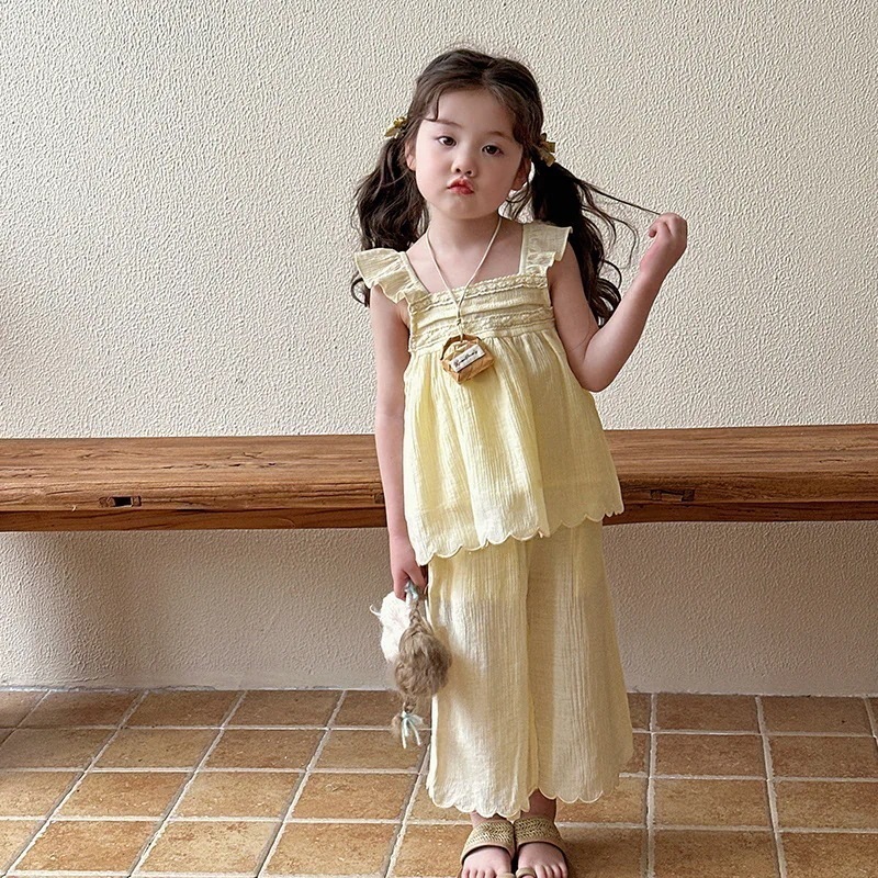 2025新作人気最安値保証女子用サマーセット新型子供用スイート2点セット上下セット品質良い