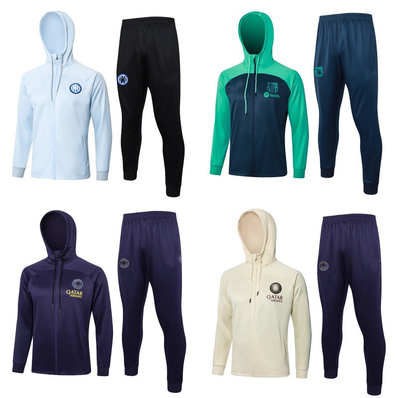 秋冬暖かいパリ・インテル・ミラノ・バルセロナサッカーユニフォーム大人用フード付きジャケットロングプルコートサッカートレーニングユニフォーム 4,922円
