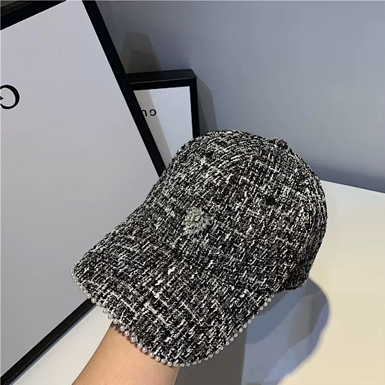【取寄：納期2週間】帽子 ツイード ビジュー キャップ パール 上品 カジュアル UVカット 日焼け止め帽子 4,987円