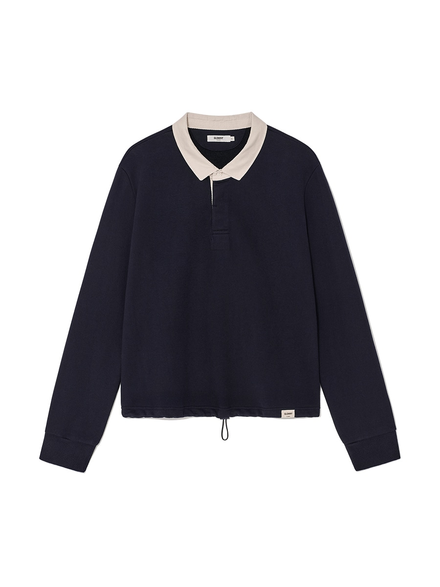 【GLOWNY】 G CONTRAST POLO LONG SLEEVE : NAVY