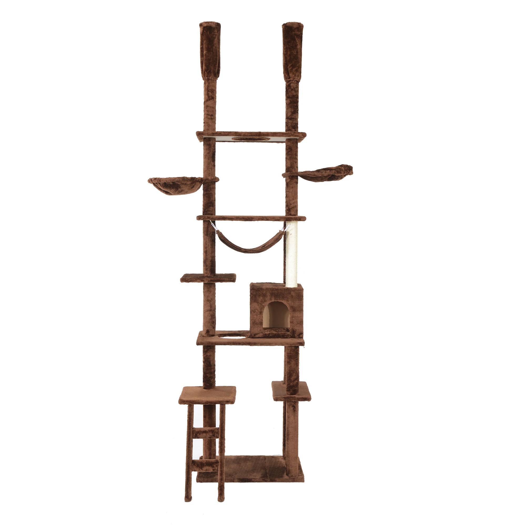 【国内入荷済】【元SKU:TX033483】キャットタワー 突っ張り　全高235-258cm 　ハンモク　ブラウン【ブラウン】-102