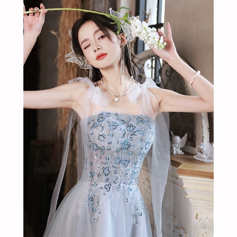 ブルーイブニングドレス2024プリンセスドレス成人式レディース感 5,183円