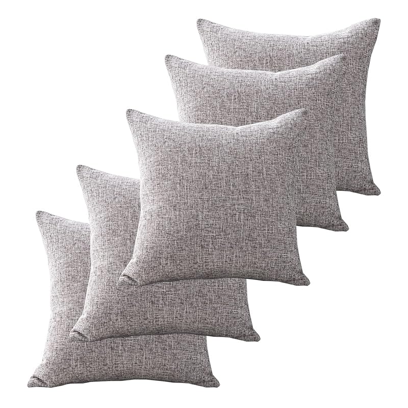 【国内即発】CUTEWIND 座布団カバー 55x59cm 5枚セット ざぶとんかばー おしゃれ 銘仙判 北欧 リネン風 シンプル 和室 クッションカバー ライトグレー