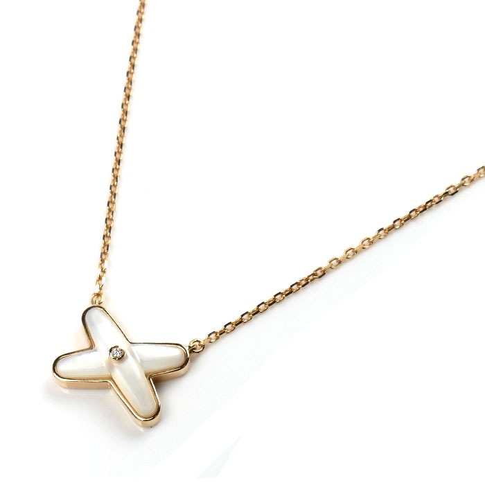 Chaumet ショーメ K18PG ピンクゴールド ジュ ドゥ リアン シェル ダイヤ ネックレス 082930 シェル ダイヤモンド 3.2g 38/40/42cm レディース 中古 美品