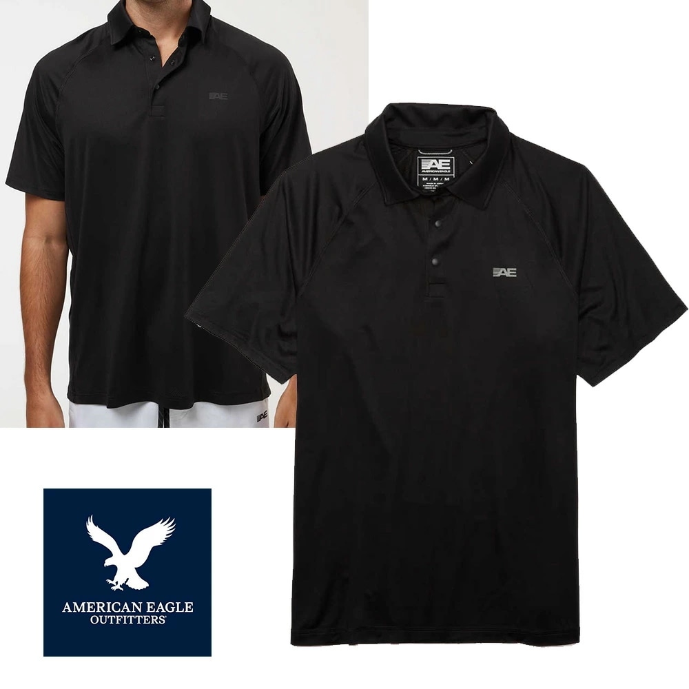 AE アメリカンイーグル 半袖 スポーツ ポロシャツ ブラック ae3534