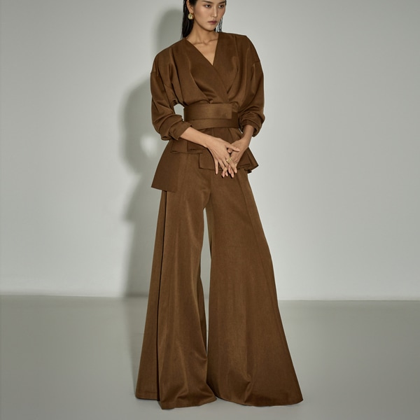 P9169 ピンタック ワイド スラックス