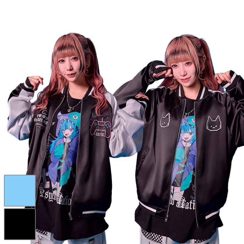 【3サイズ/2カラー】寝田ルネ コラボ ゲーマーリバーシブルスカジャン 原宿 病みかわ 地雷 天使界隈 メンズ レディース 715500 15,682円