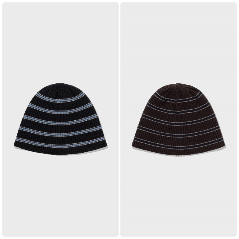 【LOW CLASSIC】 25FW MERINO CASH STRIPED BEANIE : 2COLORS