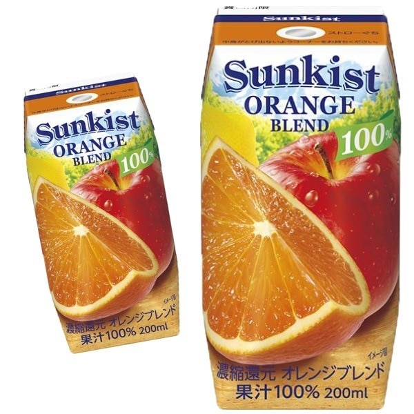 サンキスト 100％ オレンジブレンド 200ml 48本 （24本入2ケース）