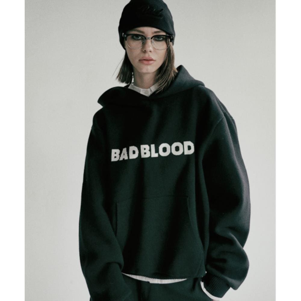 BADBLOOD Heavyweight Hooded Sweater Black w-hde24-060 10,095円