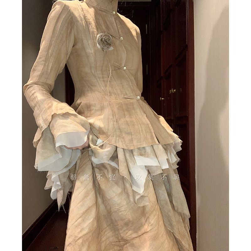 新風バックル気質コート 野菜染めステッチ イレギュラースカート スリムフィット 感 スーツ レディース