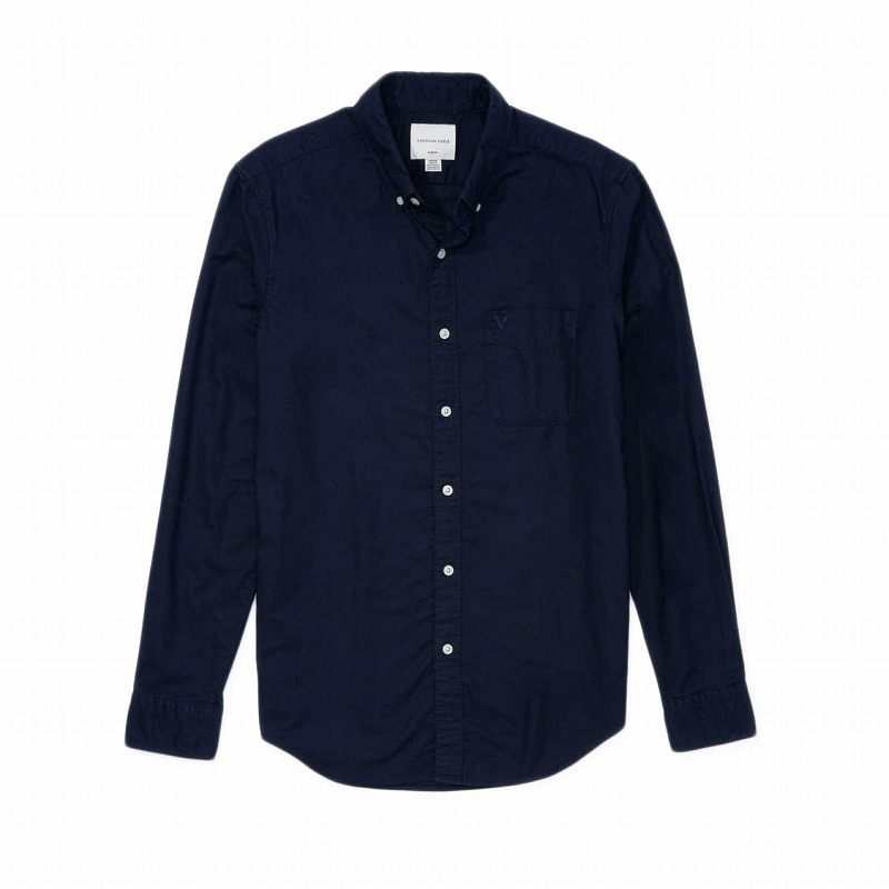 メンズ スリムフィット オックスフォードボタンダウンシャツ ネイビー