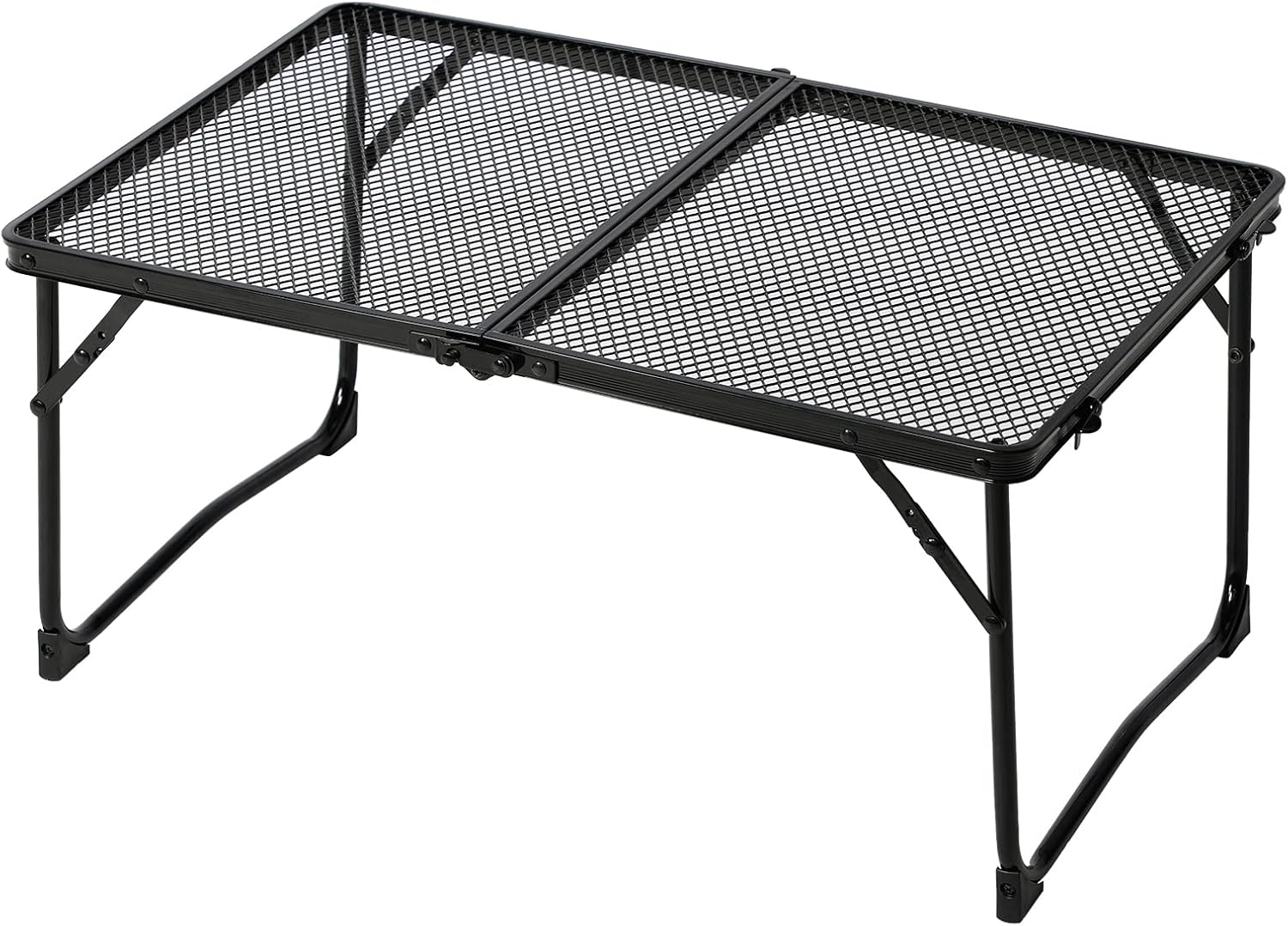 折りたたみ式 ロータイプ メッシュ ソロテーブル 軽量 コンパクト収納 屋外用 ブラック 64x38x30cm