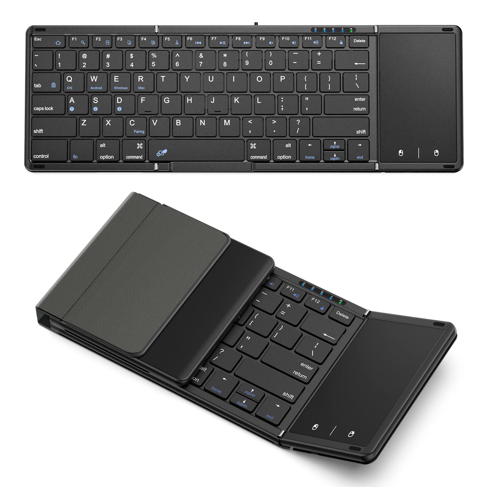 Omikamo キーボード ワイヤレス 折り畳み式 ipad キーボード Bluetooth タッチパッド付き 英語配列 フルサイズ 無線 マルチペアリング Android/iOS/Windows/M