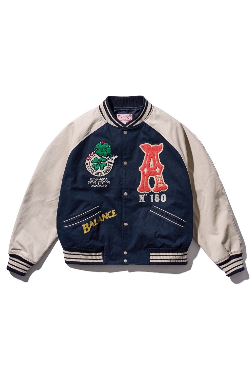 【AECA WHITE】 A CLOVER BOY VARSITY JACKET : NAVY
