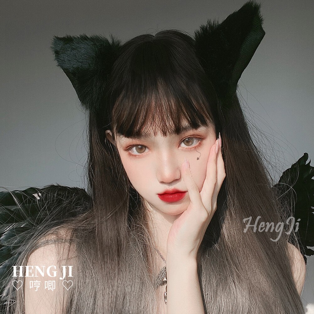 ウィッグ女性ロングナチュラルロリータロリータloデイリーリアルグラデーションJKガールフェイクヘア