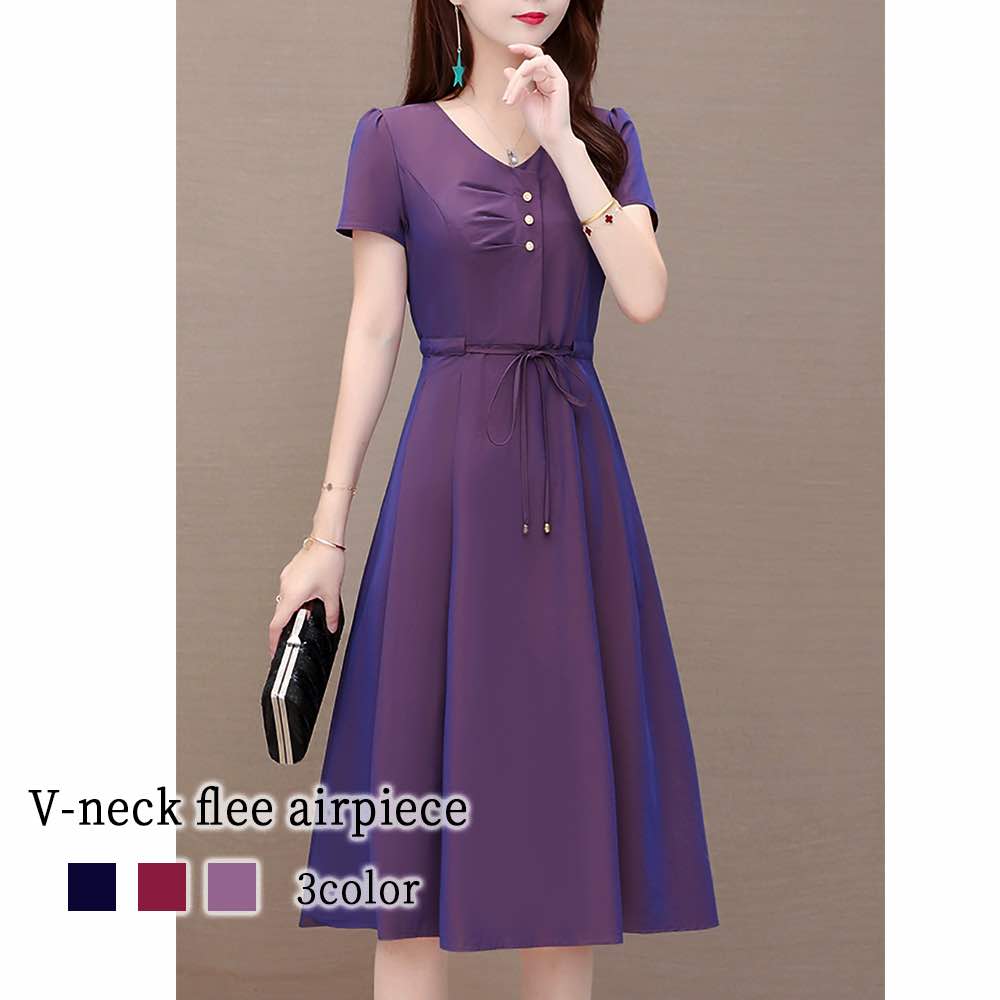 ワンピース レディース Vネックフレアワンピース ルームウェア ニット かわいい 大人 アウトドア 人気 きれいめ 春 スカート ロング 薄手 ブランド 40代 Aライン 大きいサイズ 韓国 トップス
