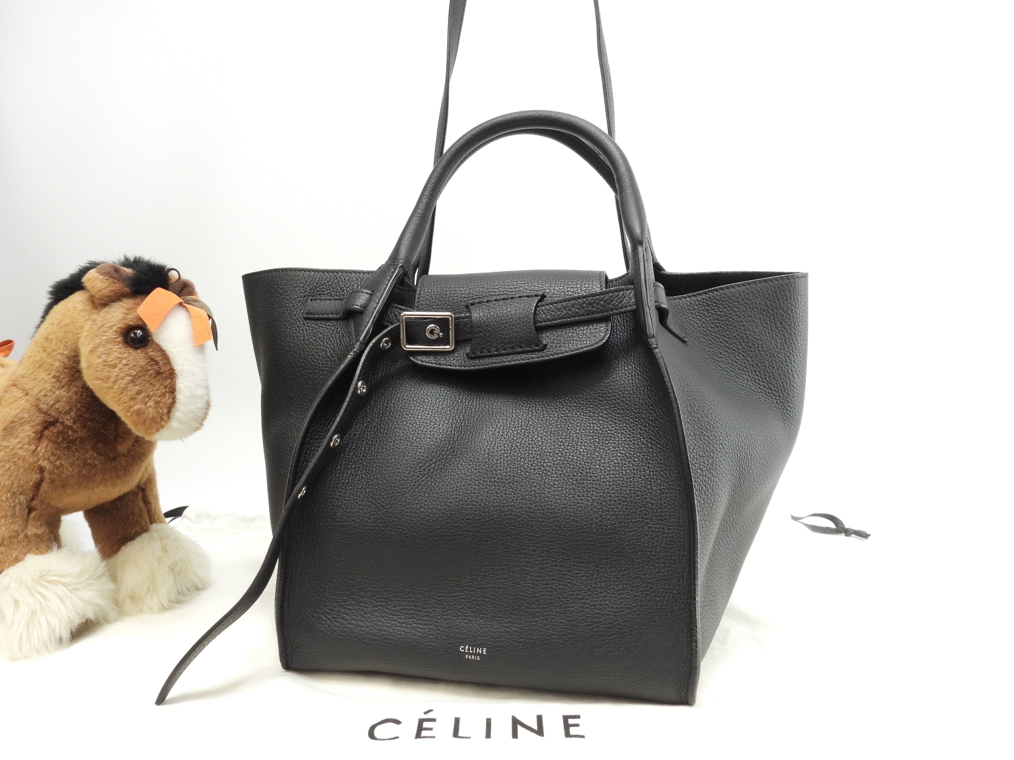 ビッグバッグスモール レザー 黒 ショルダー付ハンドバッグ 未使用@S-CU-4107