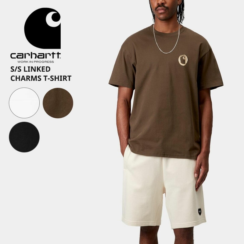 カーハート ダブリューアイピー メンズ プリント 半袖 Tシャツ Carhartt WIP ショートスリーブリンクドチャームスTシャツ i034410