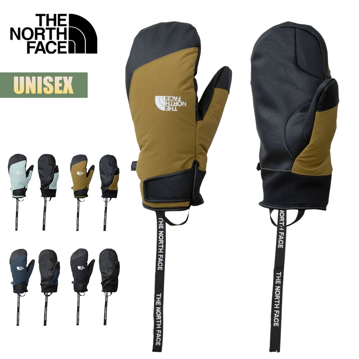 グローブ 手袋 ユニセックス フェイキーミット ミトン スノーボード スキー 防寒 防水 スマホ操作 合皮 リーシュコード付 ブラック ネイビー カーキ ブルー NN62405 2024 正規品