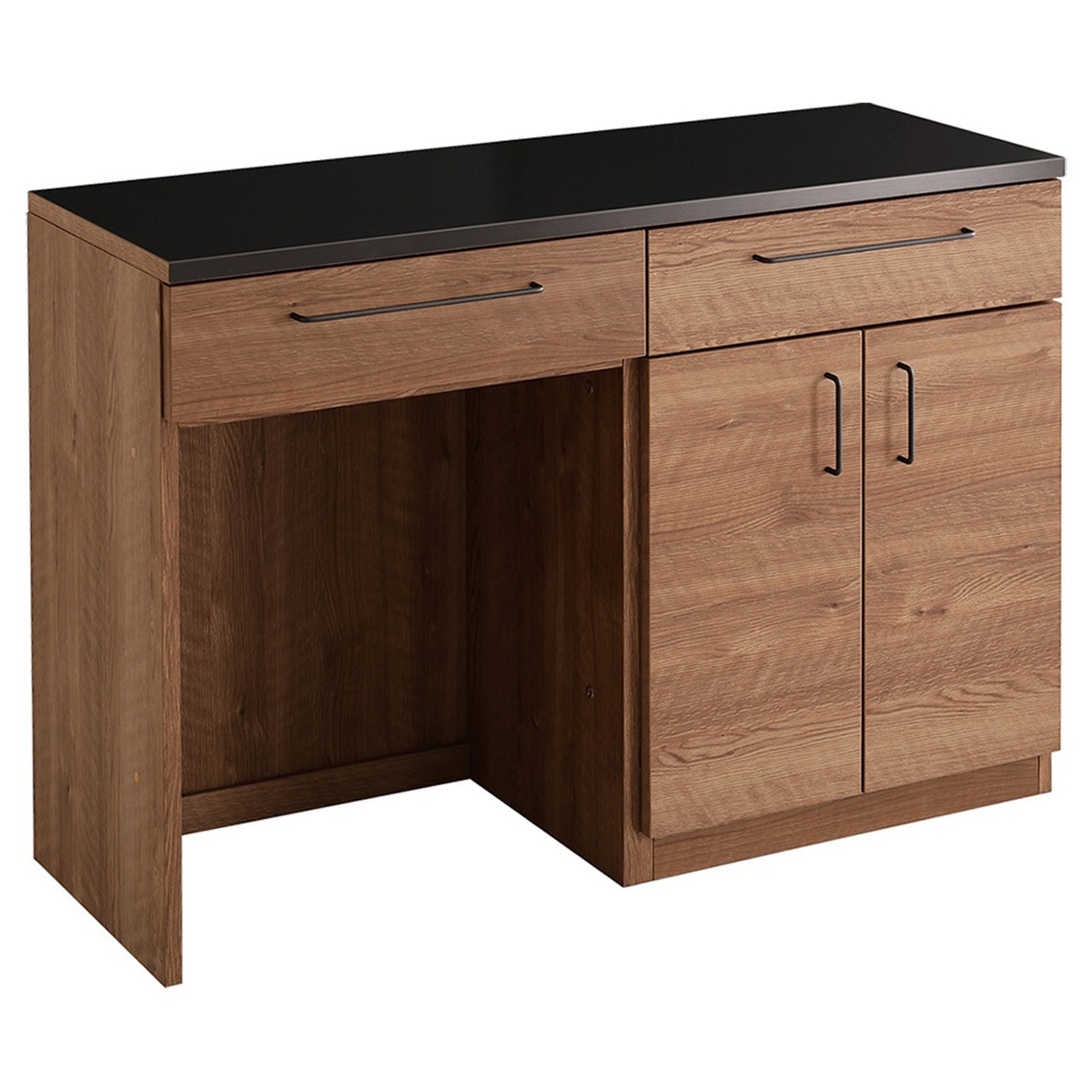 日本製 特殊鋼板を使った組み合わせキッチンカウンター 120cm 扉収納+ゴミ箱上カウンター