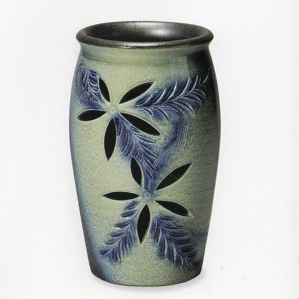 トルコ青花彫傘立 （信楽焼陶器傘立梅雨玄関H）