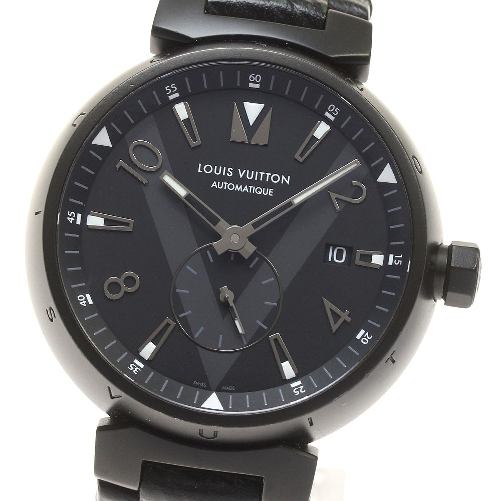ルイ・ヴィトン LOUIS VUITTON Q1D22 タンブール オールブラック デイト 自動巻き メンズ _806567【中古】 117,800円