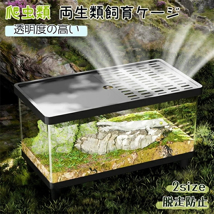 爬虫類テラリウム トカゲ ヘビ 水槽 亀 飼育ケース きい 缸 亀 水槽 セッ カメ きい リクガメ ケージ カメ用水槽 透明 観察 軽量 両生飼育箱 亀ケージ 金魚 両生類用