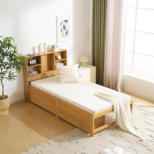 激安セール！シングル 木製すのこベッド 収納 北欧 オシャレ NATURAL