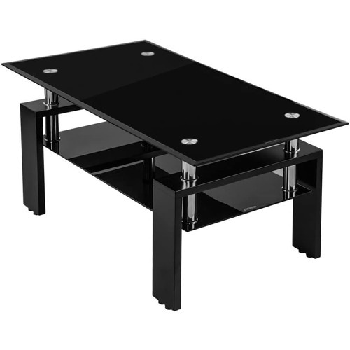 強化ガラスローテーブル 幅88cm 収納付き センターテーブル リビング おしゃれ すっきり コーヒーテーブル