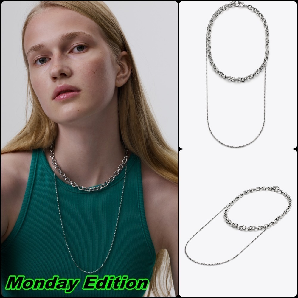 ネックレス・ペンダント Unbalance Layered Chain Necklace Monday Edition】UNBALANCE LAYERED CHAIN NECKLACE ネックレス