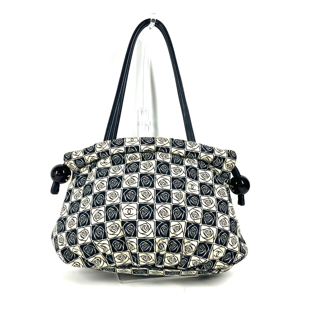 ショルダーバッグ カメリア バイカラー カバン 肩掛け トートバッグ レザー/キャンバス ブラック 52,800円