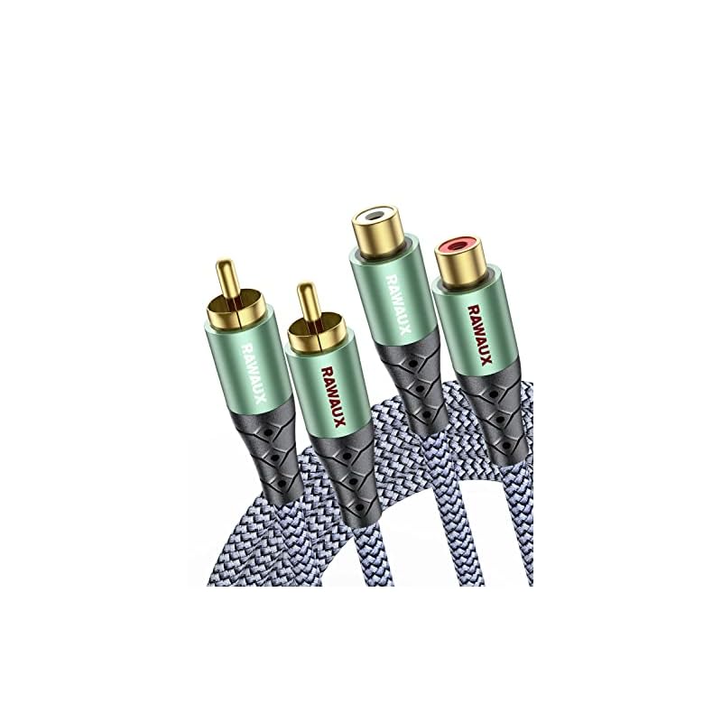 RAWAUX 2RCA 延長ケーブル サブウーファーケーブル 2RCA オス to 2RCAメス ナイロン編み込みステレオオーディオケーブルアダプター スピーカー アンプ ホームシネマ テレビ Hi