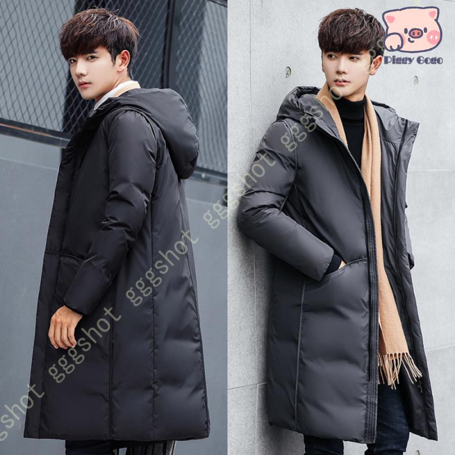 冬の特恵中綿コート メンズ フード 無地 ロング丈 ダウンジャケット 厚手 ブルゾン アウター カジュアル 防寒 ダウンジャケット 通勤 ビジネス オフィス 冬服