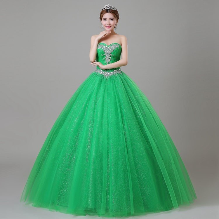 ロングドレス ウェディングドレス 花嫁ドレス カラードレス 結婚式ドレス 披露宴パーティードレス 写真撮影ドレス グリーン