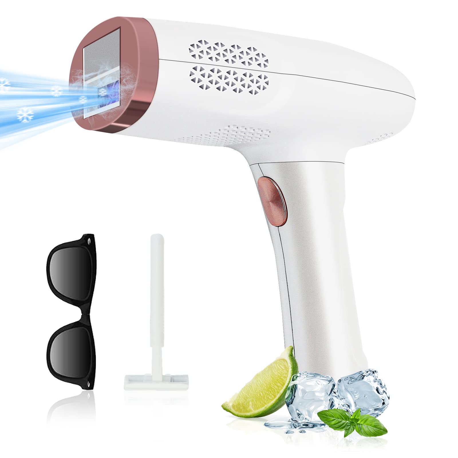 HAIHUANG 脱毛器 冷感脱毛器 vio対応 5段階調節 99万発 光美容器 光脱毛器 メンズ レディース 男女兼用 冷却機能付き 全身用 小型 プレゼント 家庭用 日本語説明書付き White