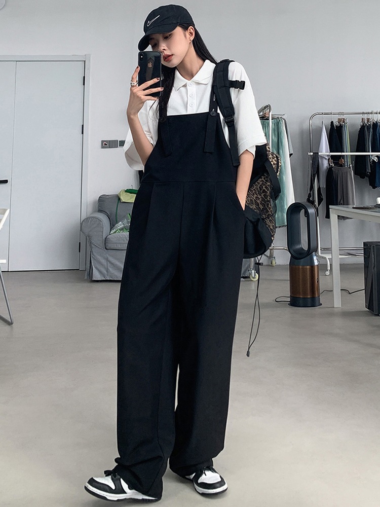 オーバーオール ルーズ レディース パンツ カジュアル ワンピース ワイドレッグスーツパンツ a3874